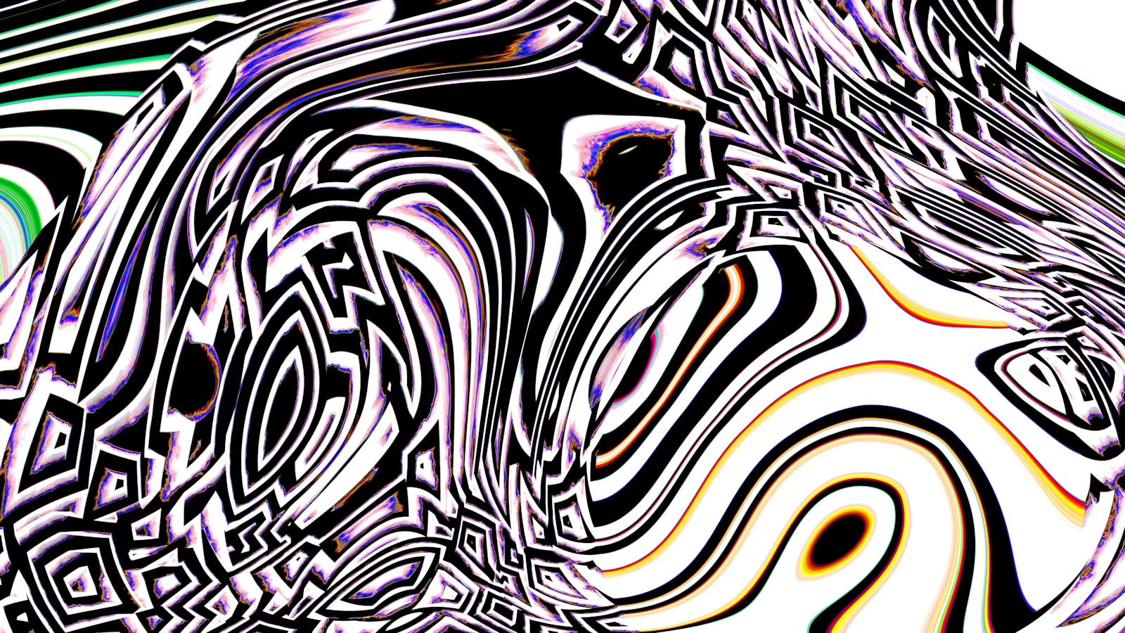 Abstract psychedelic pattern with black and white swirls
